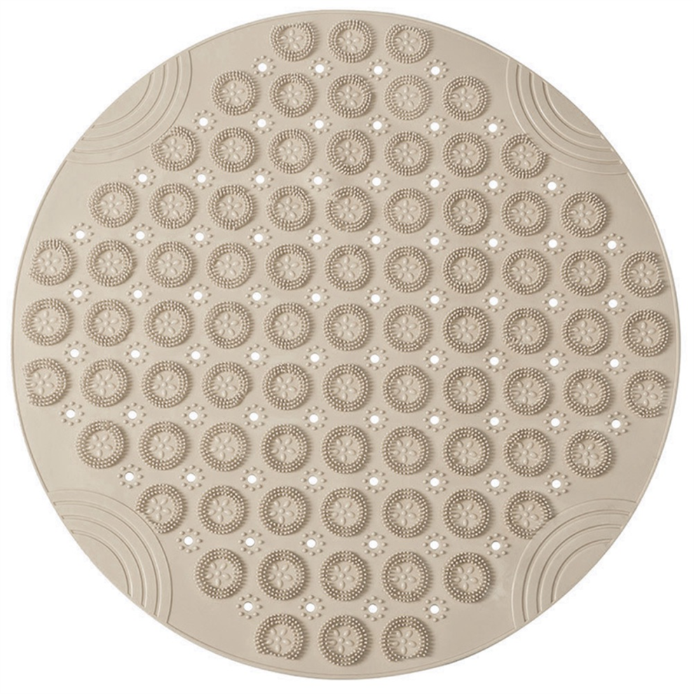 Round Non-Slip Shower Mat Strong Suction Bath Mats With Drain Holes Raised Massage Loop, E Exogio