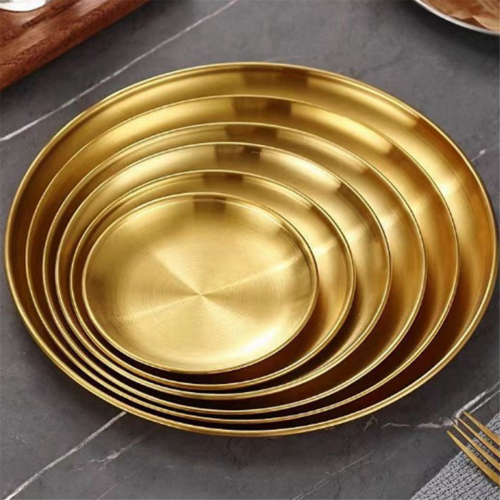 Stainless Steel Round Plate Camping Dishes Rust-Proof Stackable Food Serving 20cm 1