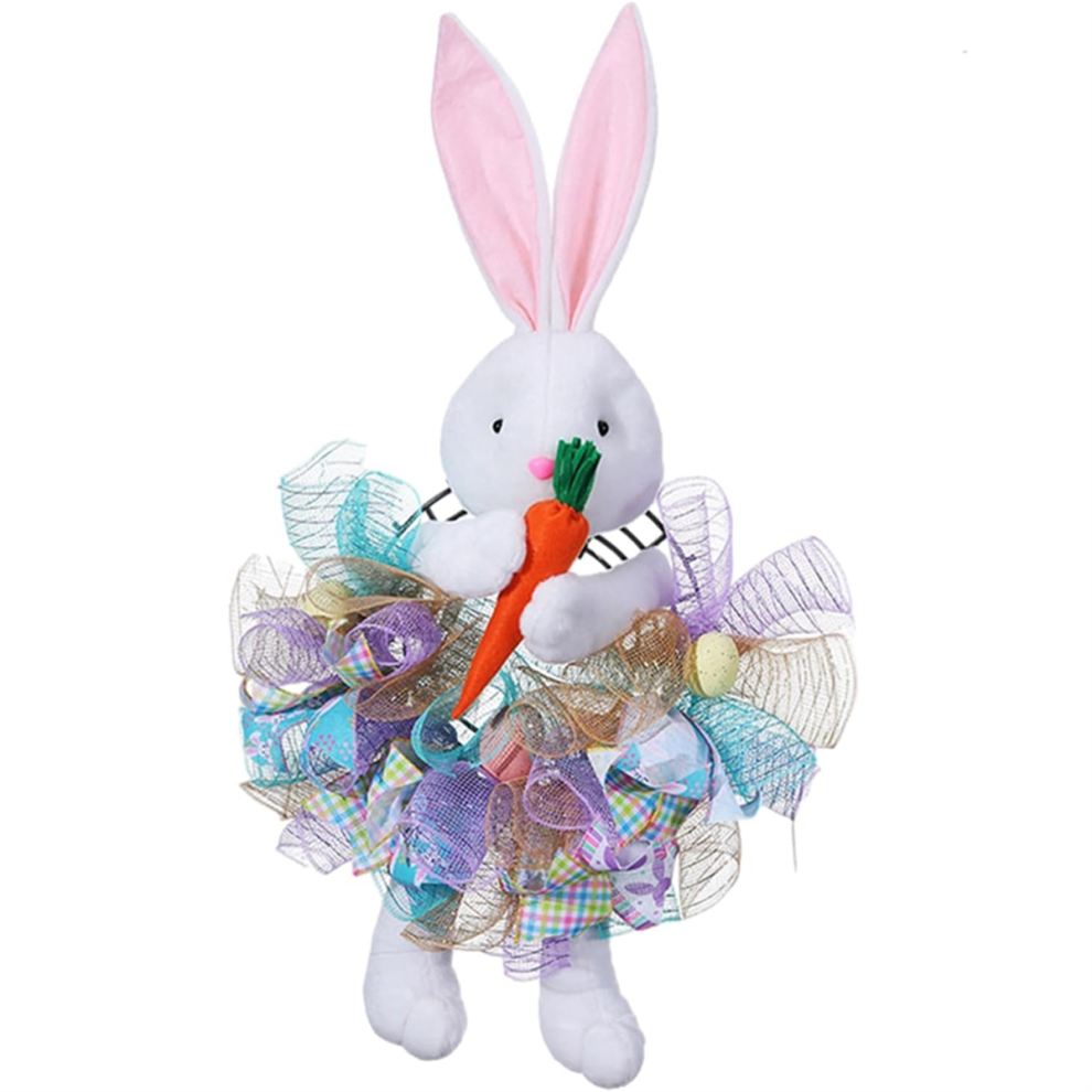Exogio Easter Wreath For Front Door, Bunny Shaped Wreath, Decoration, Holiday Door B