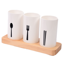 Portautensili per bancone da cucina con base in legno grande rotondo da cucina