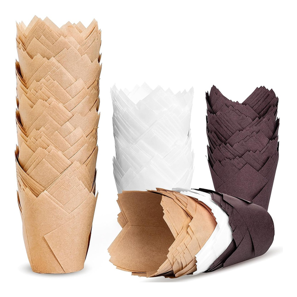 200Pcs Tulip Cupcake Liners, Muffin Liners Holders For Baking Cups, Greaseproof Wrappers Party, Christmas Exogio