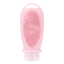 Contenitore per cosmetici da viaggio in silicone ricaricabile con spazzola detergente, flacone per shampoo portatile, lozione, viaggio E