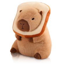 Simpatico cuscino di peluche a forma di capibara con pane, peluche kawaii morbido, peluche