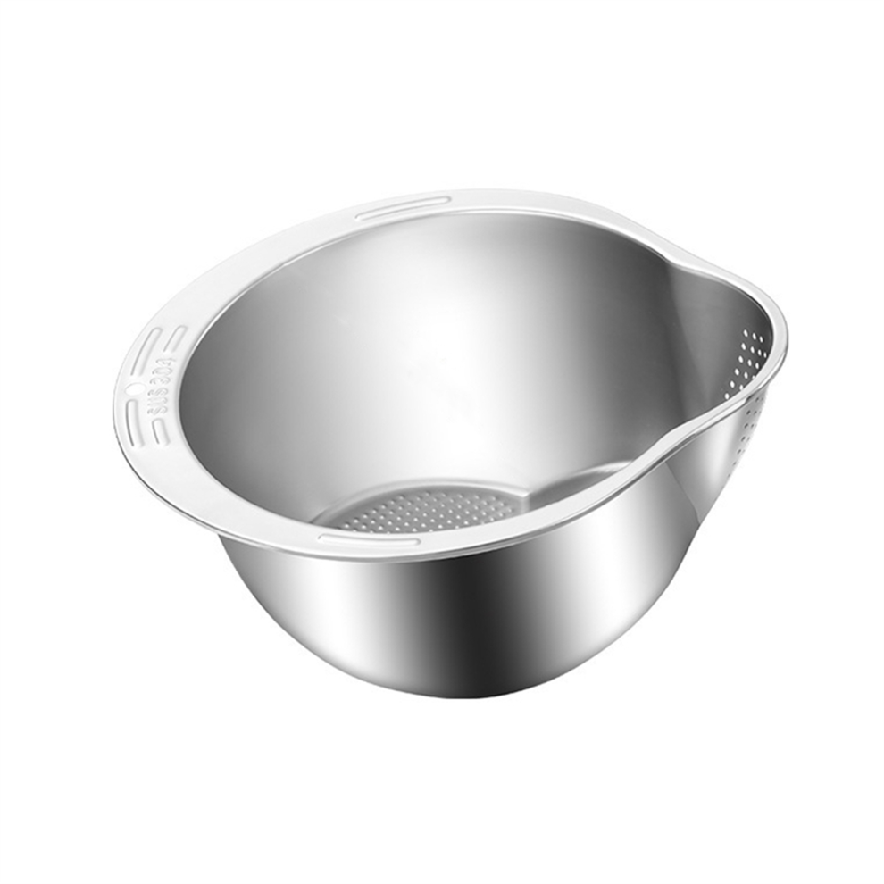Exogio Rice Washer Strainer Bowl Stainless Steel Washing Colander Fruit And Vegetable Kitchen Tool A