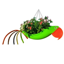Pot de fleurs en métal exquis en forme d'oiseau volant, perroquet coloré, pot décoratif de jardin à suspendre, S, B