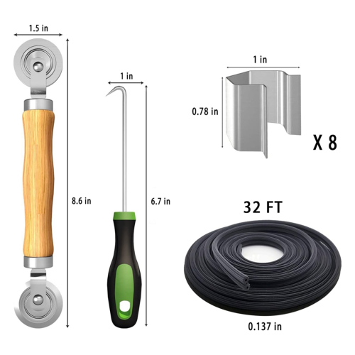Screen Repair Kit, Roller Tools,Roller with Bearing & Removal Hook Clips, Spline for Install 1