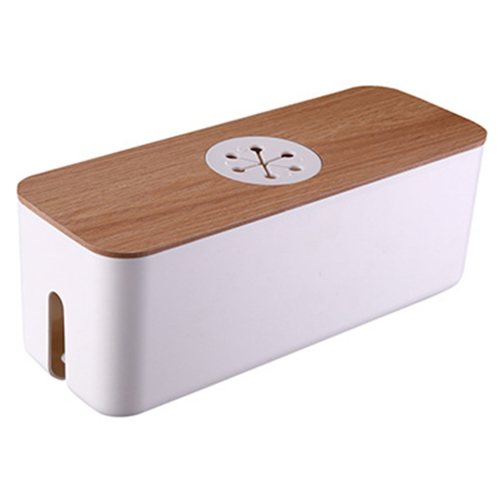 Wooden Cable Storage Box Power Cord Dust-Proof Charger Socket Household Winder Storageboxa 4852752426296