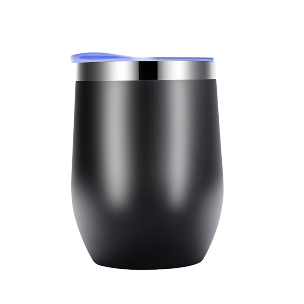 Eierschalenbecher, Doppelschichtiger, Isolierter Vakuum-Ei-Kaffeebecher Aus Edelstahl Mit Deckel, Schwarz-image