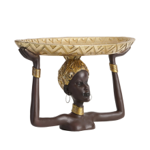 Dame Statue Tablett Afrikanische Tisch Mittelstücke Harz Ornament Skulptur Handwerk für Home Desktop Büro