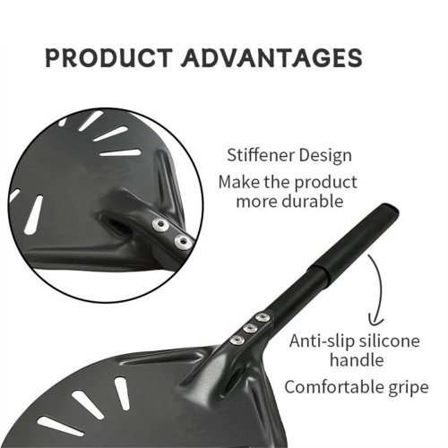 Pizza Turning Peel with Long Handle Aluminum Non-Stick Spinner Scratch Resistant Paddle 2