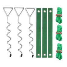 Tree Stake Kit, Heavy Duty Spiral Stakes and Supports for Leaning Trees Young Straightening Silver