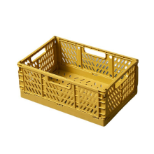 Boîte de rangement pliable, panier utilitaire, conteneur pour cosmétiques, support de bureau, usage domestique, bureau d'école, jaune