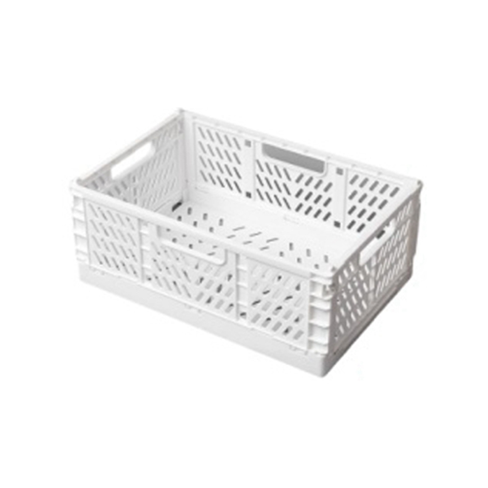 Folding Storage Box Basket Utility Cosmetic Container Desktop Holder Home Use School Desk White Exogio