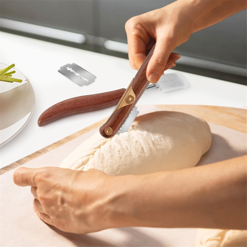 2Pcs Bread Lame Tool Knife Sourdough Scoring with 10 Pcs Replaceable Blades Wooden Handle Slashing 2