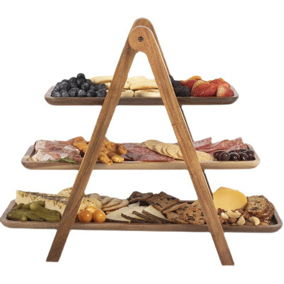 DreistöCkiges Tablett-Organizer-Rack Aus Holz, Bauernhaus-StäNder FüR Cupcakes, Essenstisch, Dekoratives Display-Set FüR Hochzeitsfeiern-image