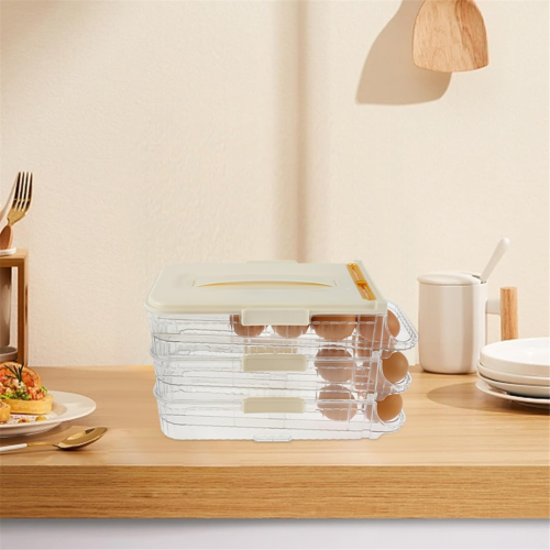 Egg Holder for Refrigerator Rolling Organizer Container Saving Roller Dispenser Stackable Fridge Tray White 1