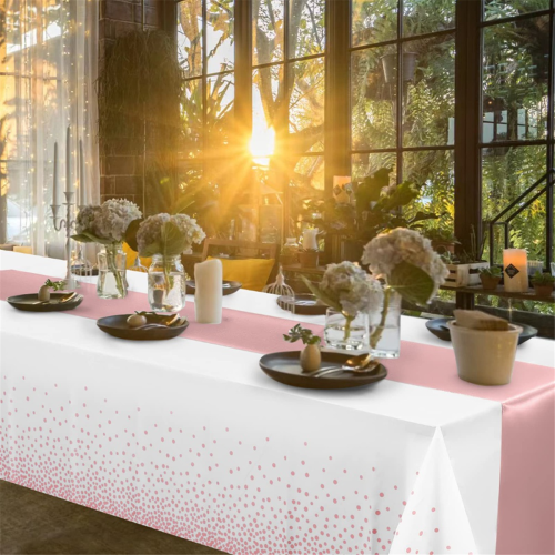 Disposable Plastic Tablecloths Satin Table Runner Set Dot Tablecloth for Party,D