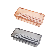 Organisateur de tiroir, rangement de bureau de vanité transparent et support de maquillage avec couvercle pour affichage de salle de bain B