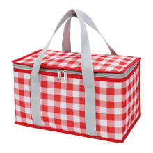 Insulated Bag Picnic Basket Bags Beach Foldable Cooler Reusable with Zippered Top-for Warm or Cold Red