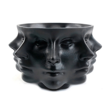 Pot de fleurs de style abstrait, moule à visage humain multi-facettes, pot de fleurs noir