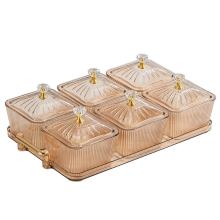 Dried Fruit Snack Serving Platter Appetizer Tray Multipurpose 6 Bowls Divided Bowls,As Shown