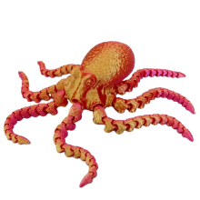 3D-gedrucktes Oktopus-Ornament, Puppenspielzeug, Aquarium, Landschaftsbau-Zubehör, bewegliche Gelenkfigur, Geschenke für Kinder, strahlendes Rot