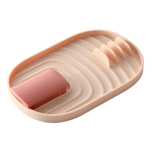 Foldable Pot Lid Rack, Spatula Integrated Storage Kitchen Stove Draining Tools Pink 1