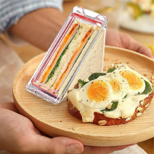 Triangle Sandwich Container Reusable Washable Box Clear Boxes 2PCS 1