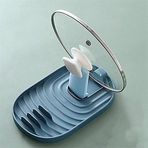 Foldable Pot Lid Rack, Spatula Integrated Storage Kitchen Stove Draining Tools Pink