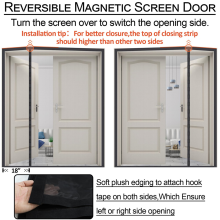 Reversible Left Right Side Opening Wide Magnetic Screen Door Fits to 72 X 80 Heavy Duty Polyamide Fibers Mesh