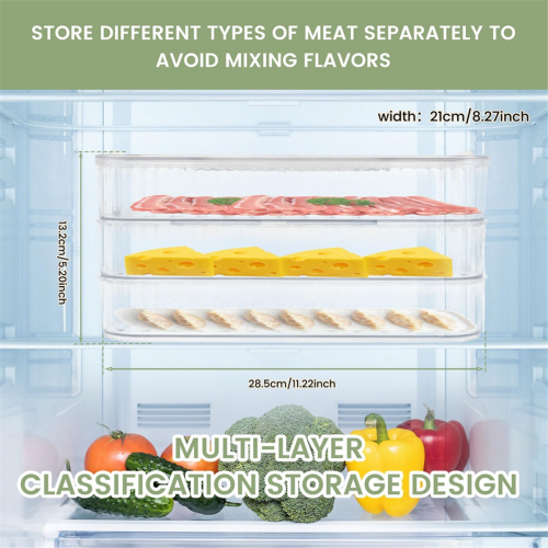4 Layer Lunch Meat Container for Refrigerator Organizing Bacon Storage Food Box Fridge 2