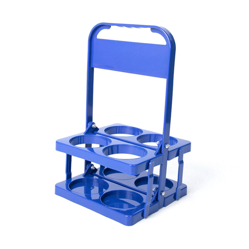 4 Holes Foldable Plastic Beverage Carrier,Reusable Drink Holder with Handle Portable Blue