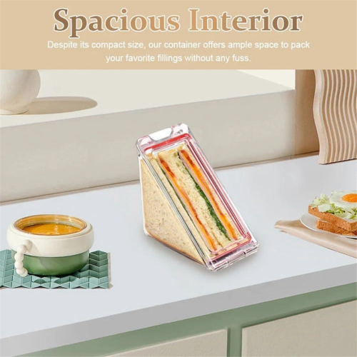 Triangle Sandwich Container Clear Plastic with Lid To-Go Containers for Cheese 2Pcs 1
