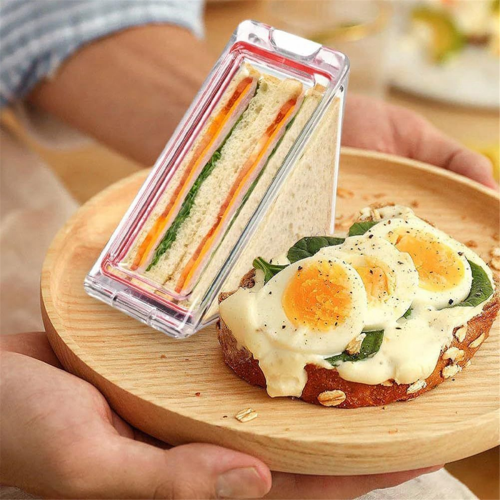 Triangle Sandwich Container Clear Plastic with Lid To-Go Containers for Cheese 2Pcs 2