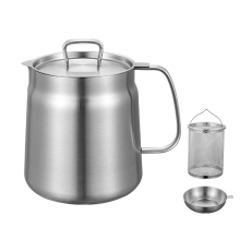 Oil Pot 2L, Stainless Steel Large Capacity Fryer and Filter Cup Combo Versatile for Kitchen