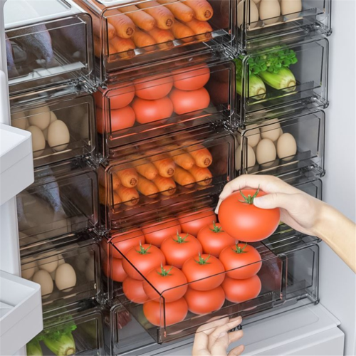 Drawer Refrigerator Storage Box, Stackable Kitchen Cabinet Fresh S 2