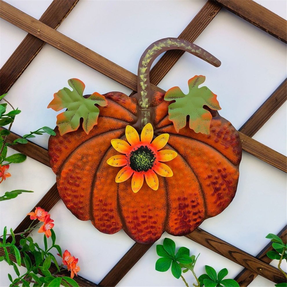 Exogio Metal Pumpkin Garden Stake Fall Decor Decorative Rustic Yard Sign Outdoor Thanksgiving Yellow,A