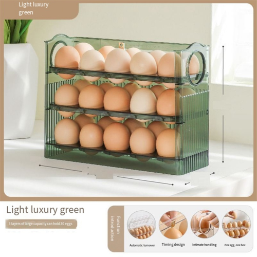Refrigerator Egg Rack Flip Fridge Door Storage Tray Container Space Saving Box Green 1