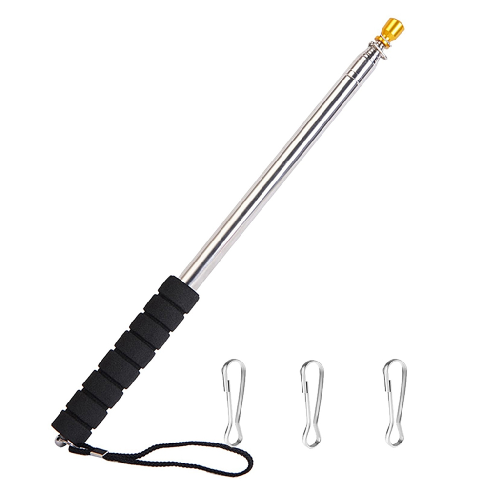 Exogio 9.8Ft Telescopic Flag Pole,Stainless Steel Handheld Portable Extendable Retractable Flagpole With Anti-Slip Grip
