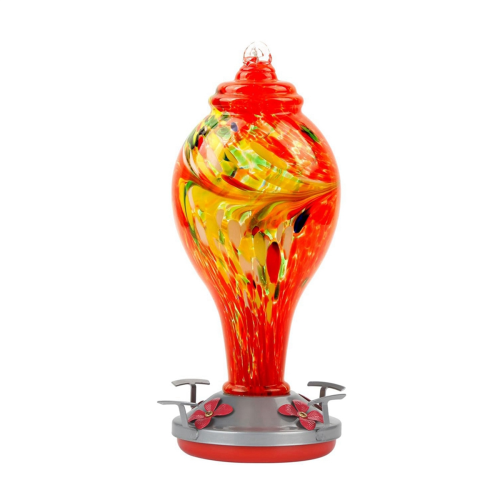 Glass Bird Feeder, Painted Hand Blown, Leakproof, Easy to Clean, Rustproof