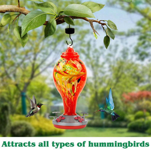 Glass Bird Feeder, Painted Hand Blown, Leakproof, Easy to Clean, Rustproof 2
