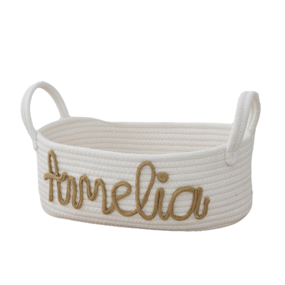 Rope Storage Basket With Handles For Household Sundries, Desktop Clothing And Toys Brown Exogio