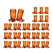 36 Stück 1 OZ klare Cowboy-Gläser Mini Boot Shot Kunststoff Western braun