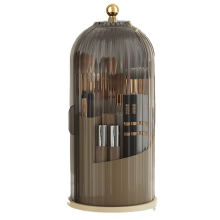 Boîte de rangement rotative à 360 pour pinceaux de maquillage, avec couvercle, pour rouges à lèvres, crayons à sourcils, noir