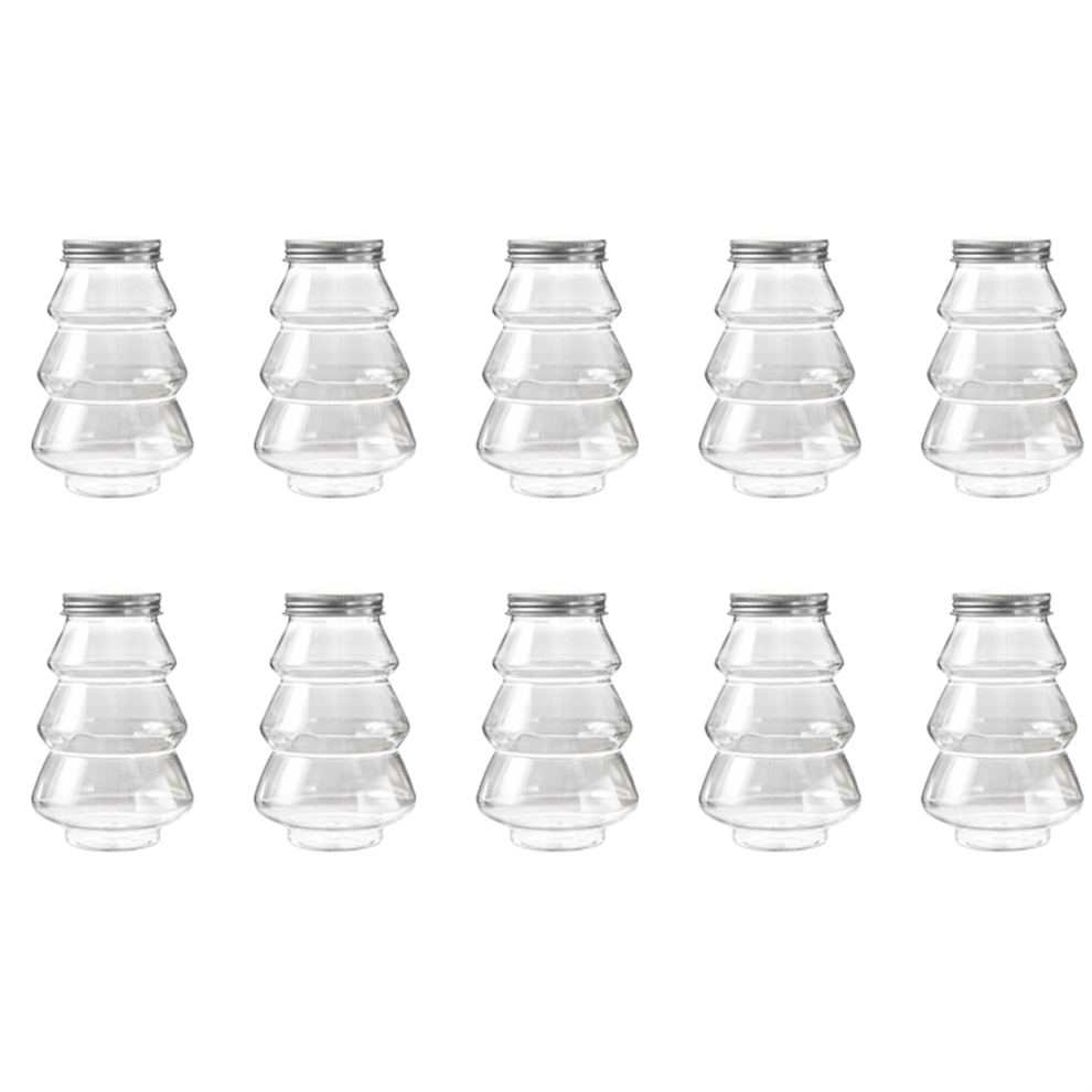 Exogio Christmas Tree Candy Jar Children's Gift Diy Biscuit Snack New Year Decoration Box Silver Cover