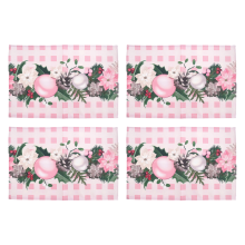 4 x Weihnachtsbäume, Schnee, rosa, Weihnachts-Tischsets, Winter-Tischsets für Küche, Esszimmer, Dekoration J