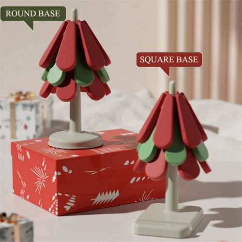 Anti Scald Christmas Tree Table Mat Foldable Dishes Insulation Pad Silicone Coaster Square Base 1