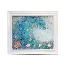 Kit artistico in vetro marino a tema oceano per adulti, cornice per foto, facile da usare, kit fai da te per mosaico e artigianato, fatto a mano B