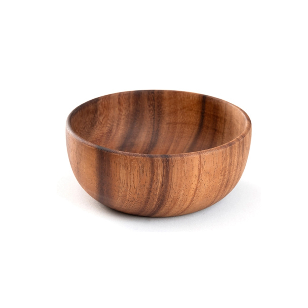 Wooden Salad Bowl Round Dessert Displays Serving Trays Fruit Food Salads Snack Soup For Home Coffee Shop D Exogio