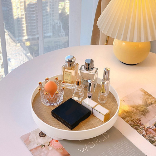 Decorative Tray Small Round Home Bathroom Wooden 1